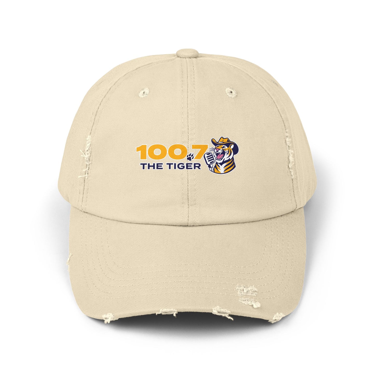 100.7 The Tiger Unisex Distressed Cap