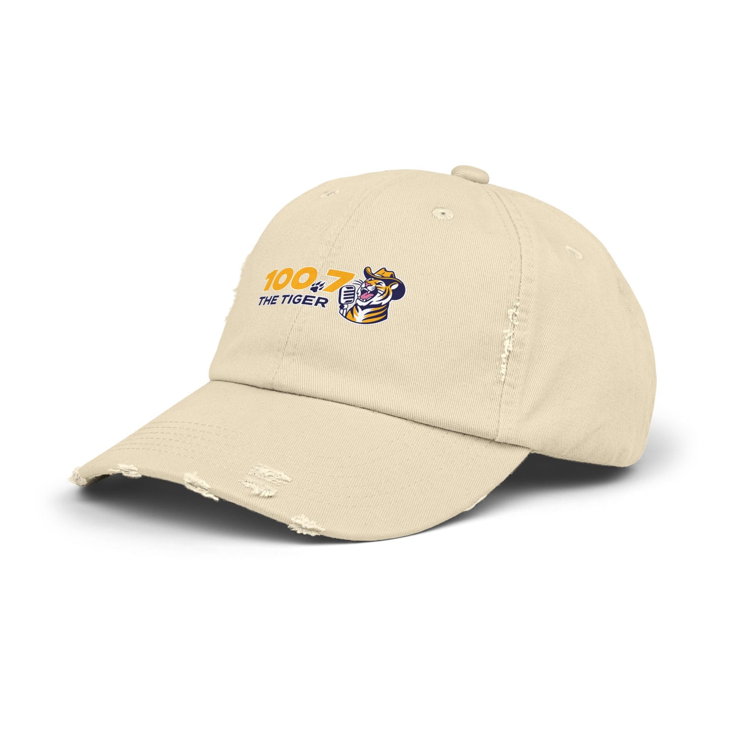 100.7 The Tiger Unisex Distressed Cap