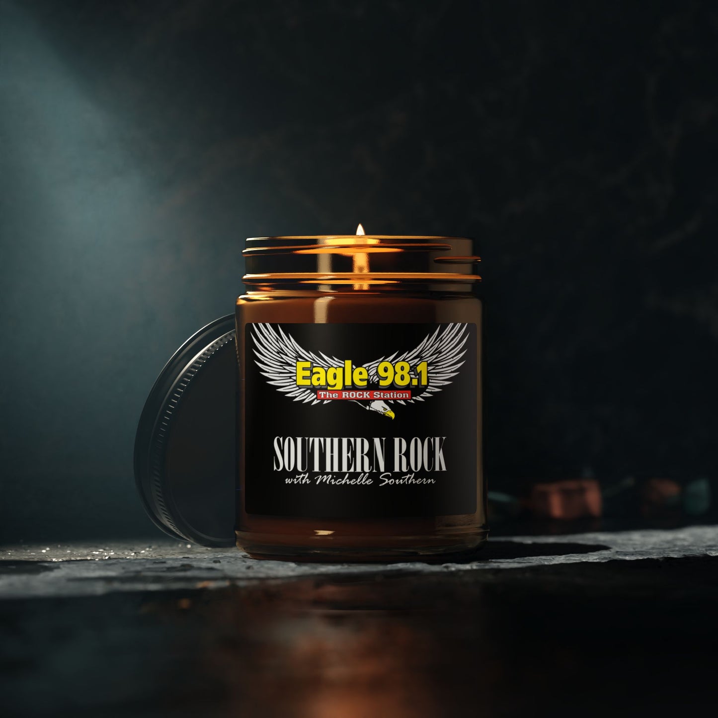 Southern Rock Scented Soy Candle (Multi-Size, Amber Jar)