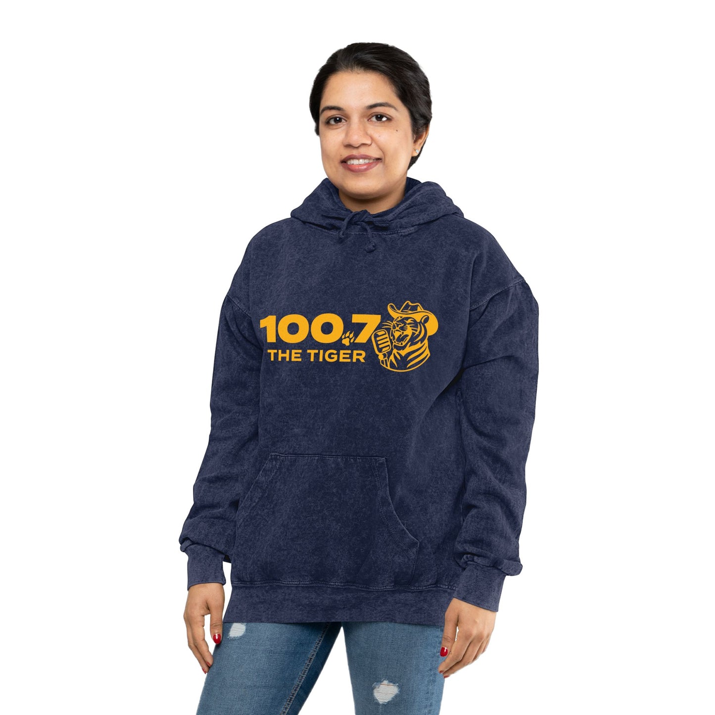 100.7 The Tiger Unisex Mineral Wash Hoodie