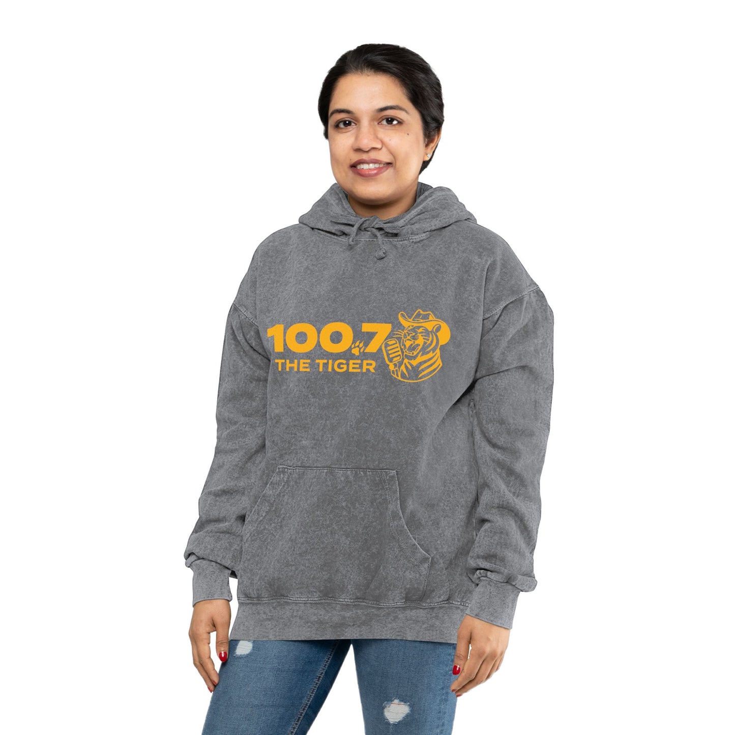 100.7 The Tiger Unisex Mineral Wash Hoodie