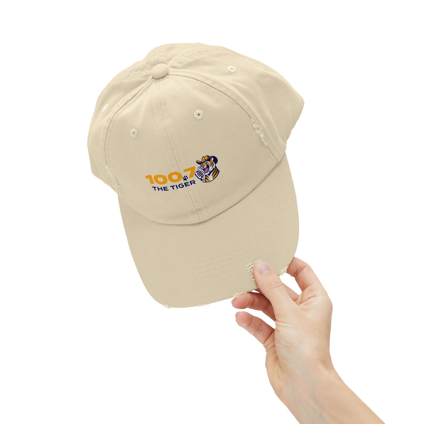 100.7 The Tiger Unisex Distressed Cap