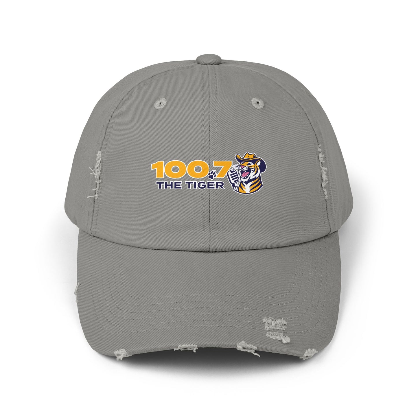 100.7 The Tiger Unisex Distressed Cap