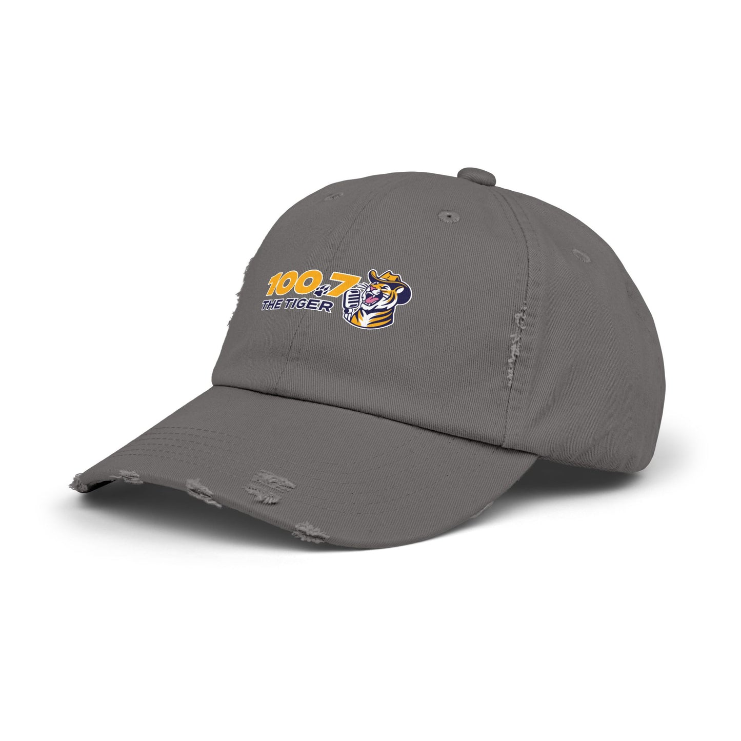 100.7 The Tiger Unisex Distressed Cap