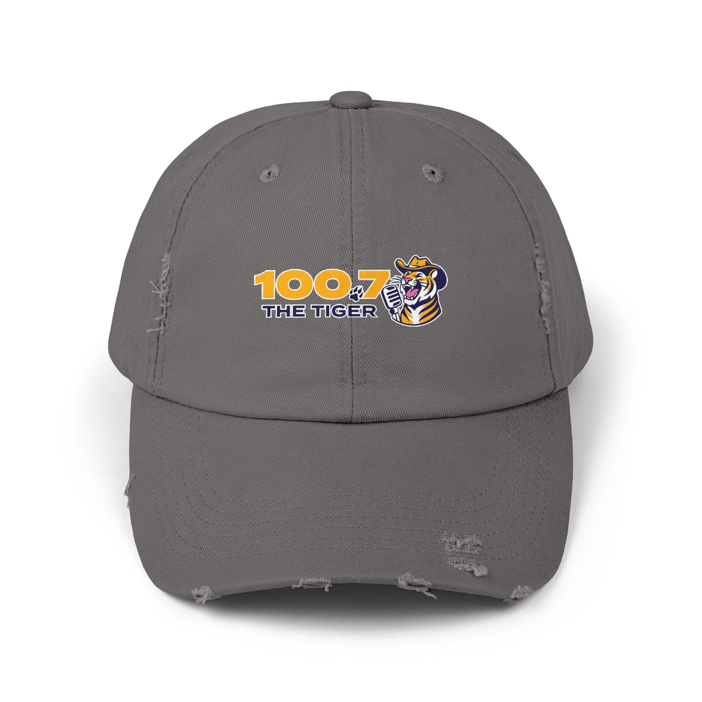 100.7 The Tiger Unisex Distressed Cap