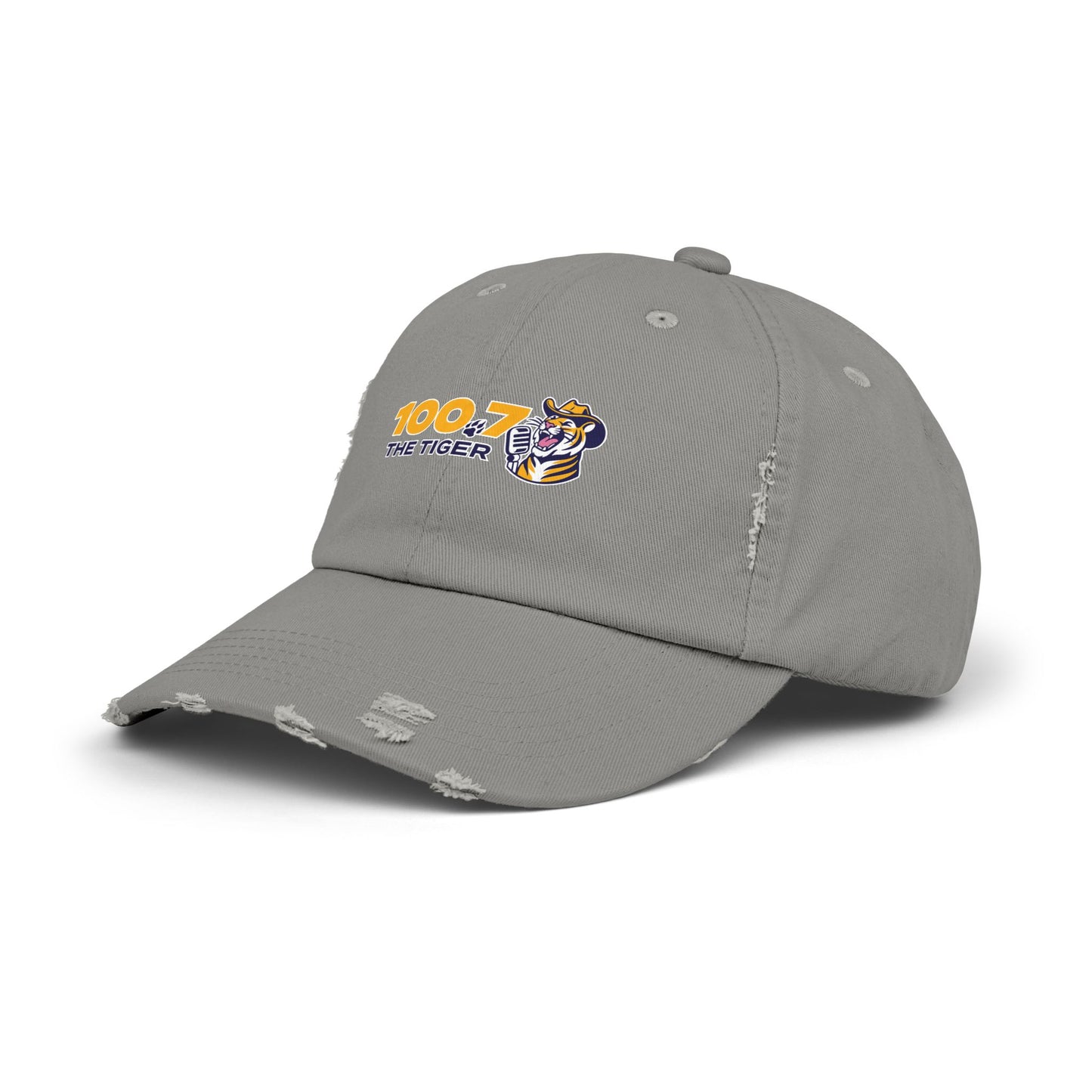 100.7 The Tiger Unisex Distressed Cap