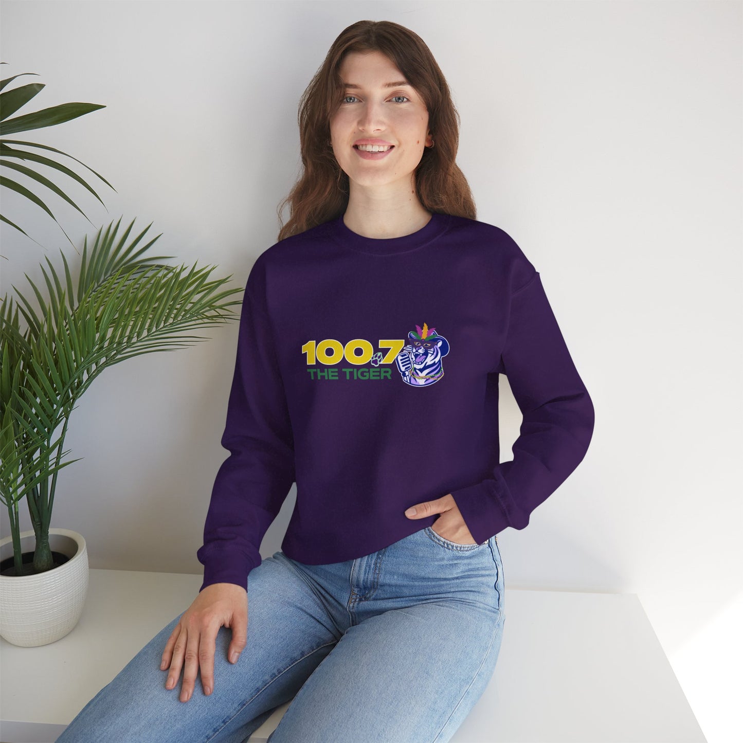 Mardi Gras 100.7 The Tiger Unisex Crewneck Sweatshirt