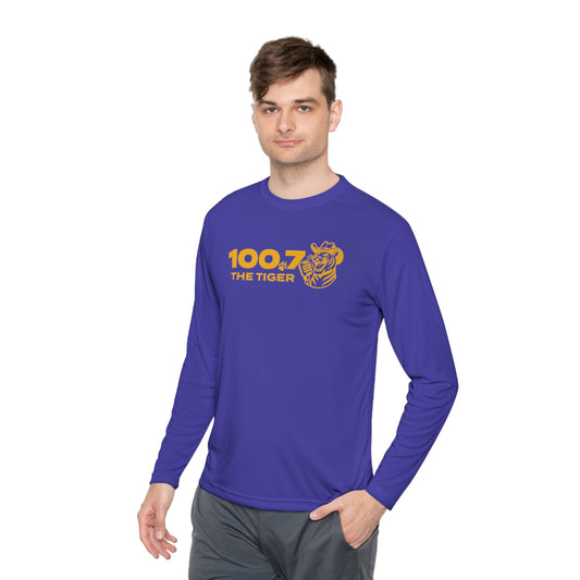 100.7 The Tiger Purple & Gold Unisex Lightweight Long Sleeve Tee