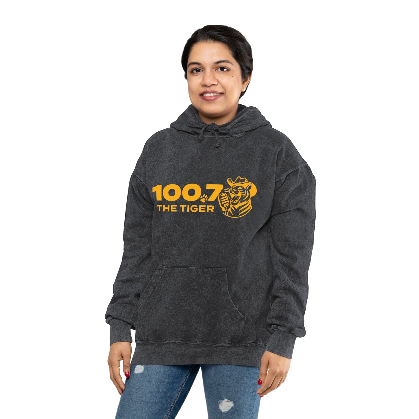 100.7 The Tiger Unisex Mineral Wash Hoodie