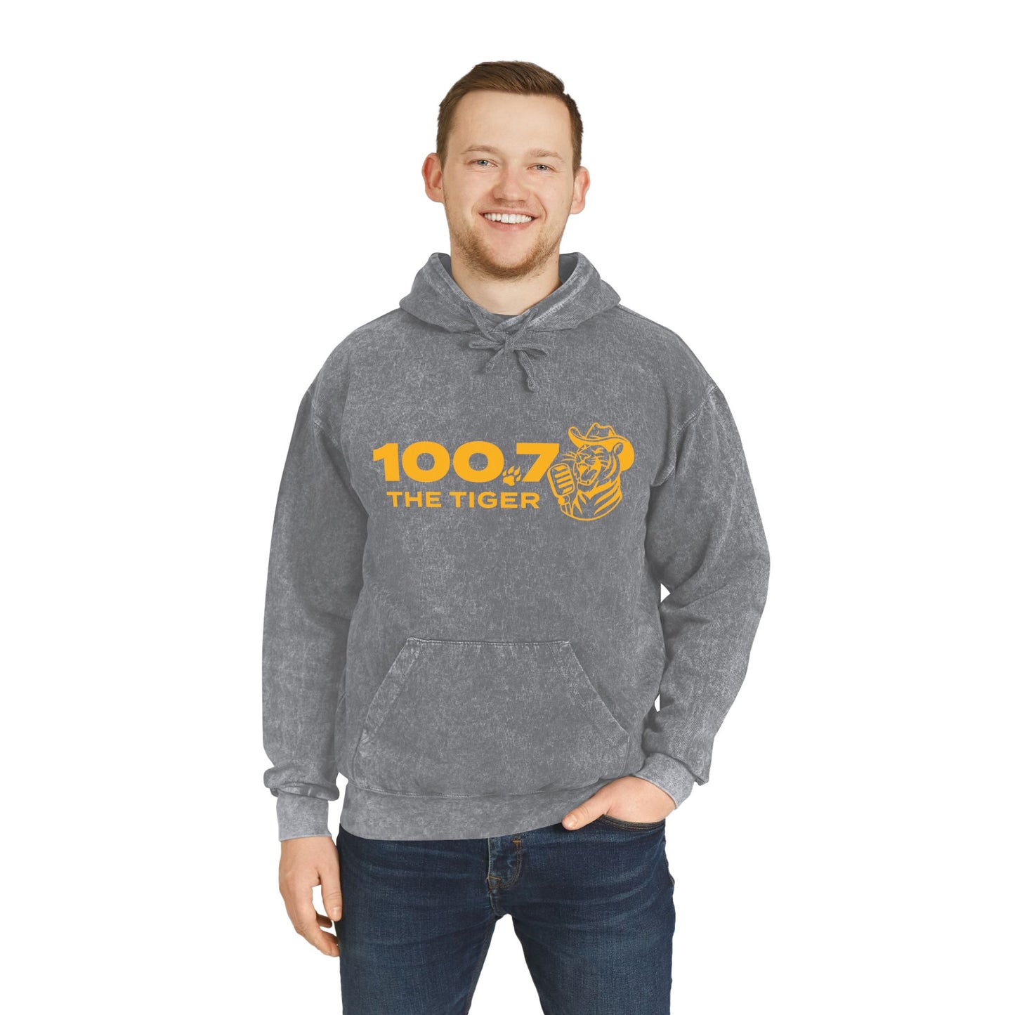 100.7 The Tiger Unisex Mineral Wash Hoodie